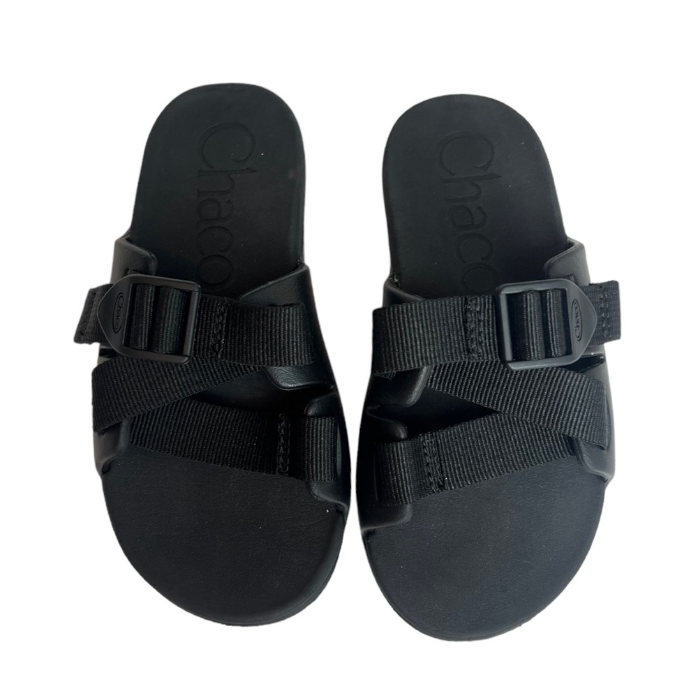 Chaco Sandals Kids Chillo Slides Flip Flop Solid Black Shoes Size‎ 1